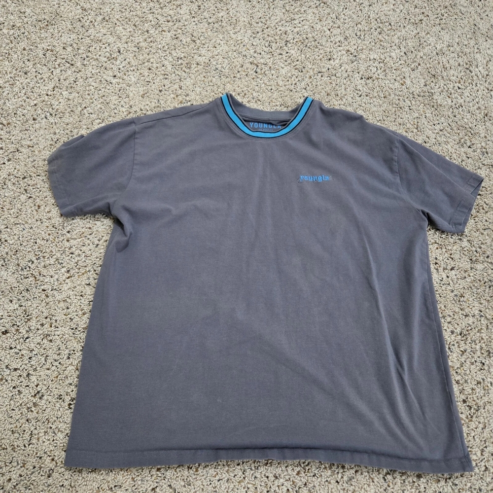 YoungLA Gray and Blue Short Sleeve Tee